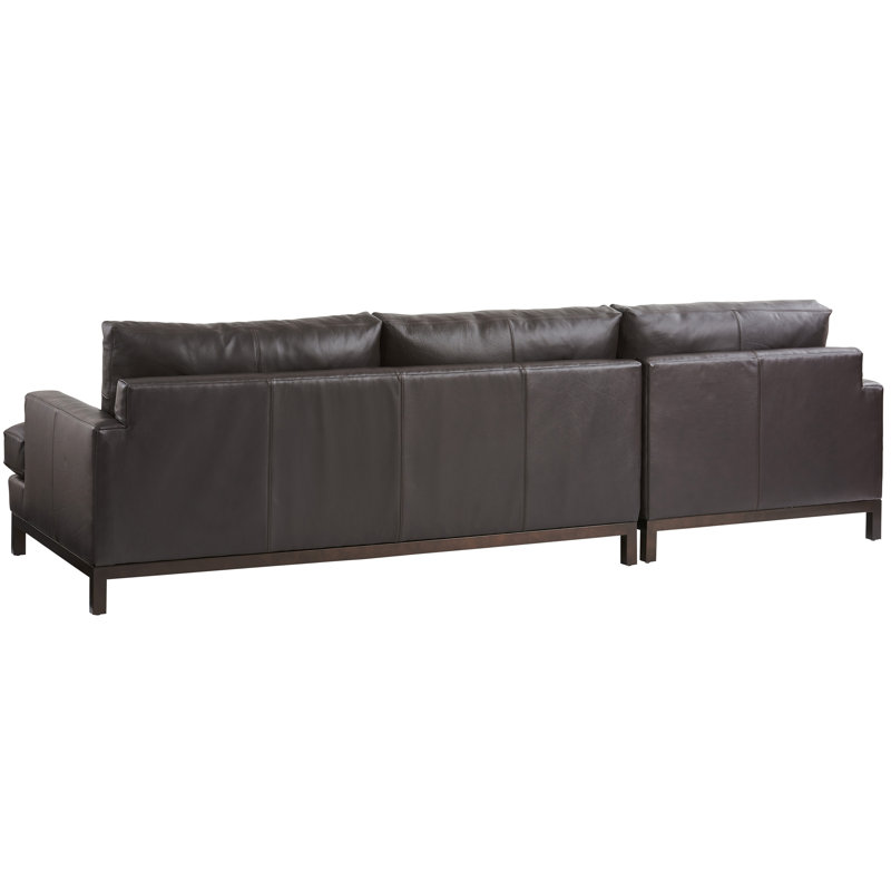 Black Leather Left Hand Facing Sectional Sofa