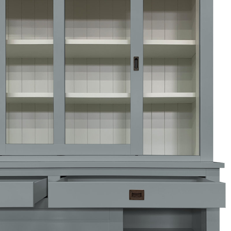 Antione 200 cm W Display Cabinet China Cabinet, Traffic Grey