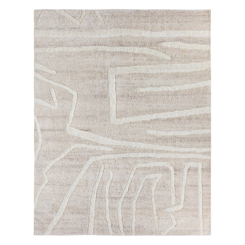 Tapis crème / brun clair noué à la main Kern Madaya, Rectangle 10 pi x 14 pi