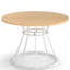 Table de salle à manger ronde de 119 cm (47 po) avec dessus en bois et piètement en métal, finition naturelle et blanche.-802396300
