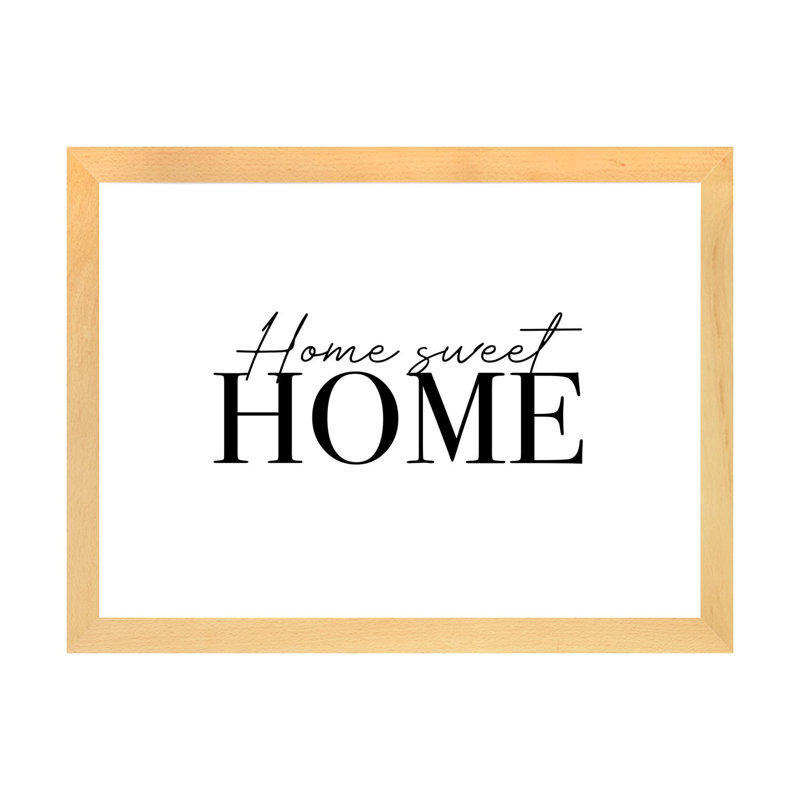 Home Sweet Home-impression d’art textuel, H 16 po x l 24 po x P 1 po, Toile avec cadre en bois beige, Blanc