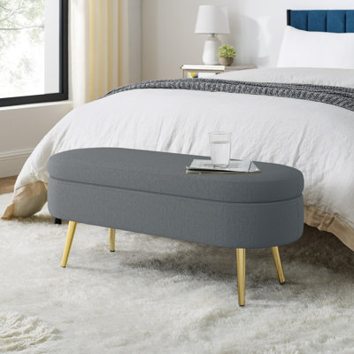 Banc de rangement ovale avec pieds en métal