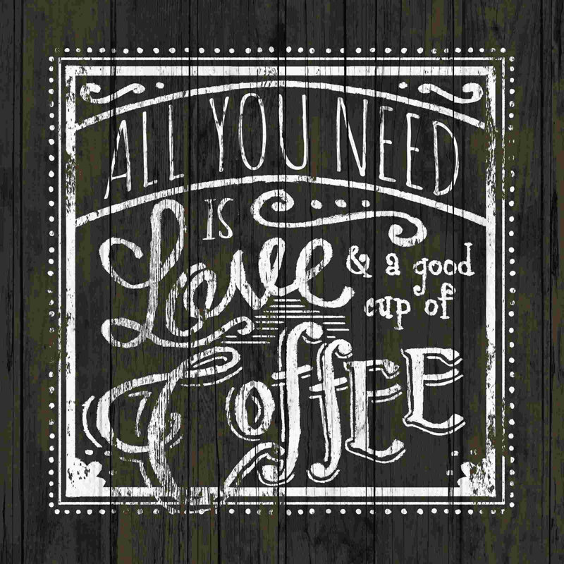 «Wood Love Coffee», impression sur toile tendue, L 12 po x H 12 po