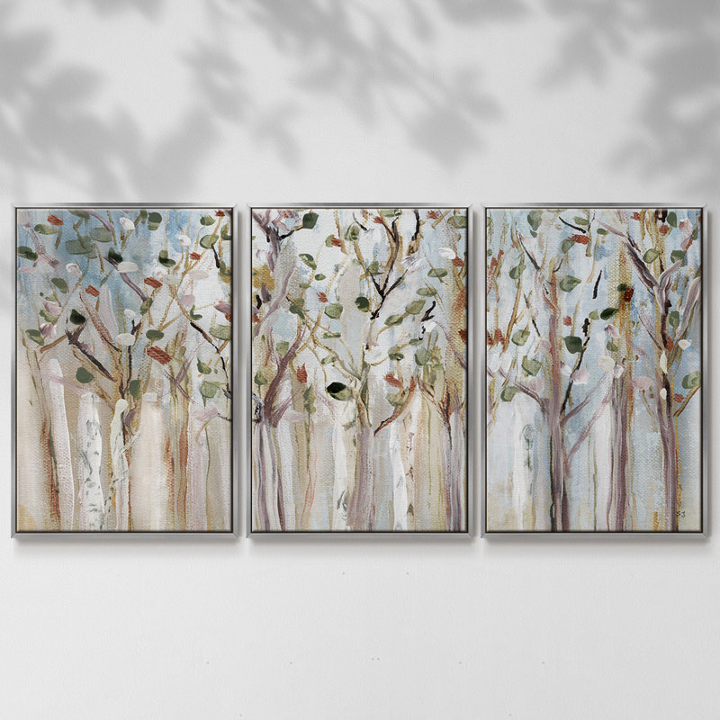 Printemps 3 pièces, H 24 po x l 48 po, Argent