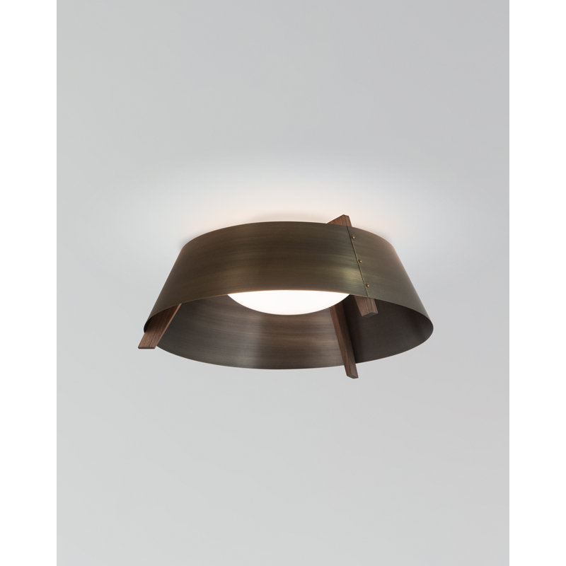 Casia 1 - Light LED Flush Mount, Distressed Brass, Walnut, 3500 K