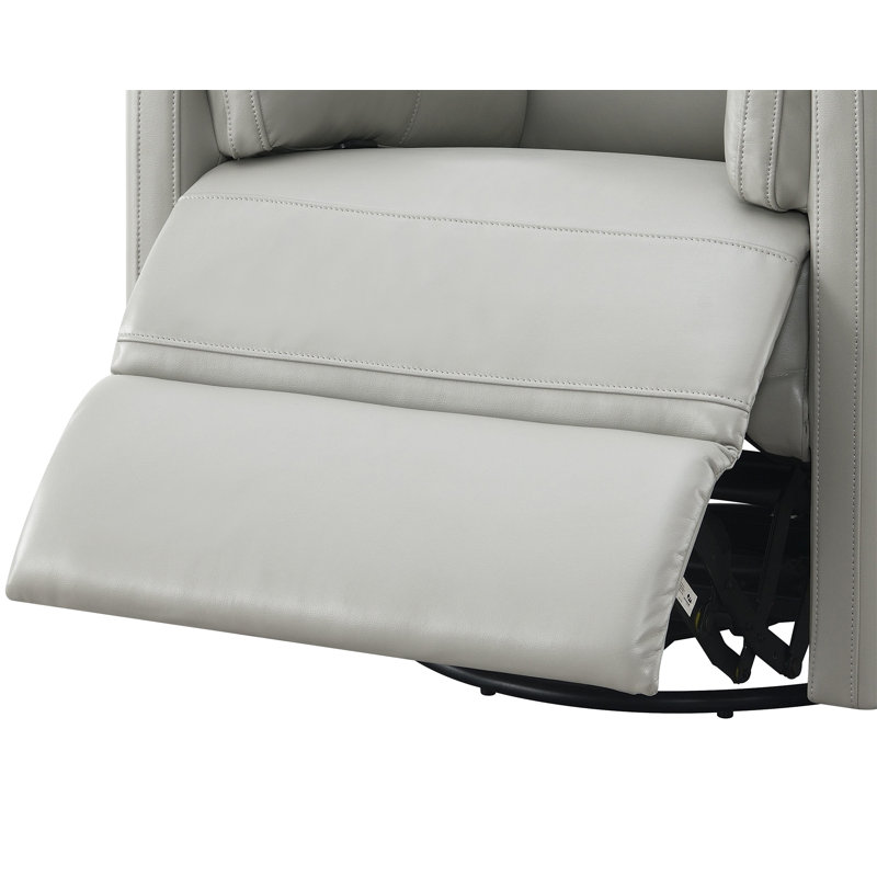 Sagen Gray Faux Leather Glider Recliner With Swivel