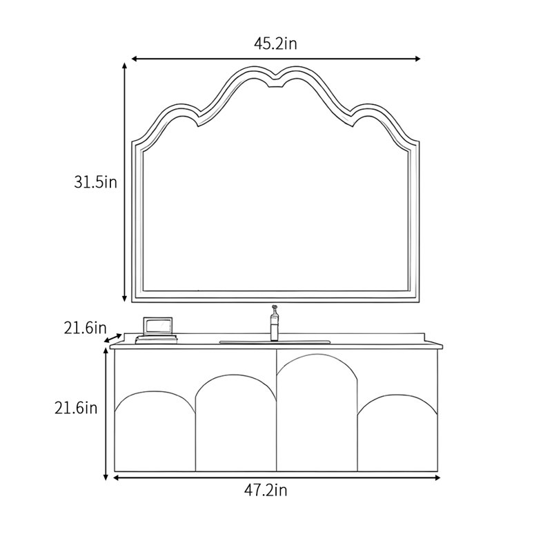 Armoire de salle de bain de style minimaliste moderne français, L 47,2 po
