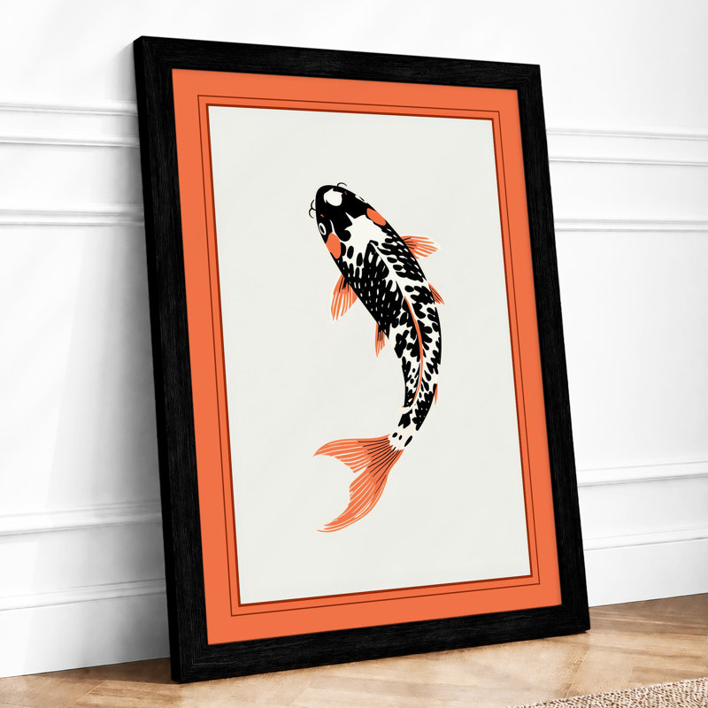 Koi in Motion Japandi - Framed Print, A2 - 59.4 x 42.0 cm, Black