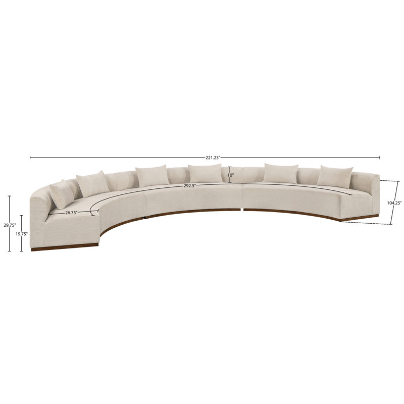 Canapé modulaire en tissu de chenille rembourré 2 pièces 182,5 po Avanti, Chenille beige, 30" H x 221" W x 104" D