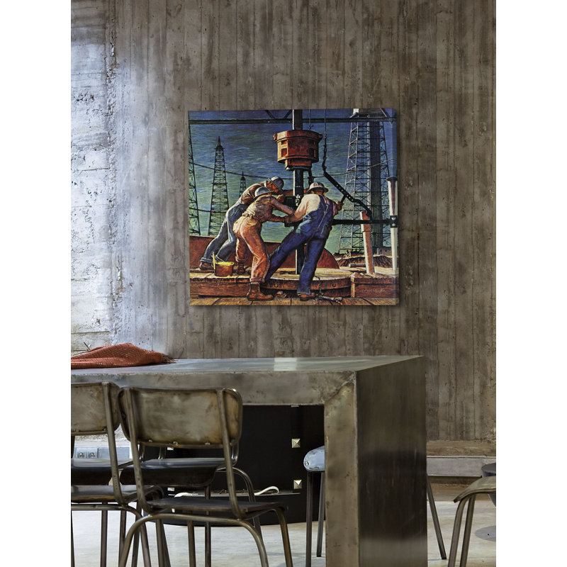 Drilling For Oil by Mead Schaeffer - Wrapped Canvas Painting, 81 cm H x 81 cm W