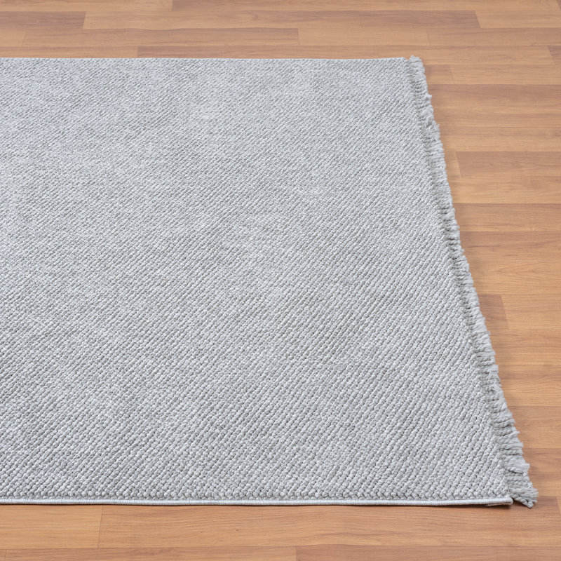 Textured Fringed Area Rug, Runner 2' x 8', Gray