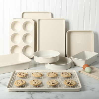 Martha Stewart Gallen 10 Piece Baking Pans Ceramic PFA Free Non-Toxic Non-Stick Bakeware Set