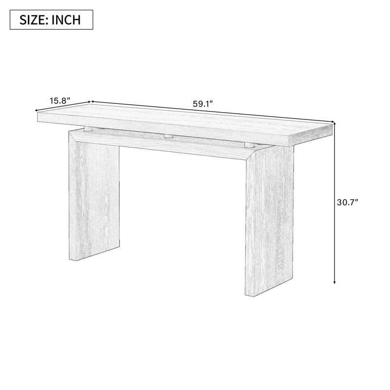 U_STYLE Modern Ash Veneer Console Table - Sleek Black MDF Entryway Table With Unique Tabletop Design, Space-Saving Hallway Or Living Room Accent Piece