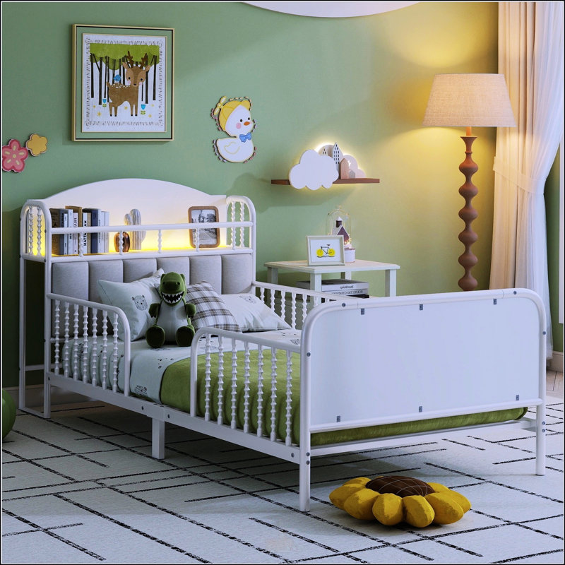 Base de lit plateforme simple en métal avec lumière