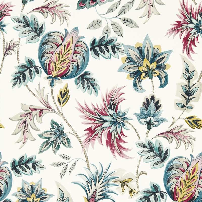 Sizergh Secret Garden 10.05m x 52cm Matte Wallpaper Roll, Teal/Berry