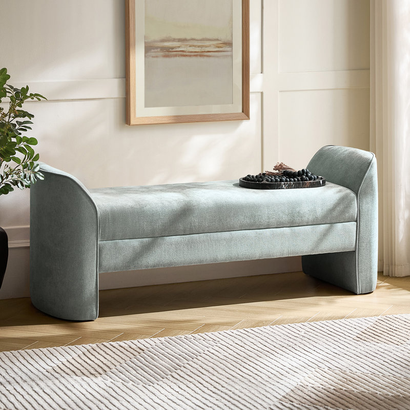 Banc rembourré en tissu 57 po Elizabeth, Sauge