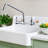 Dual control wall mounted hot and cold kitchen sink faucet
