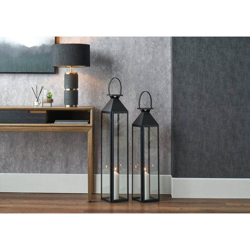 Metal Lantern, 93cm H x 19cm W x 93cm D, Black