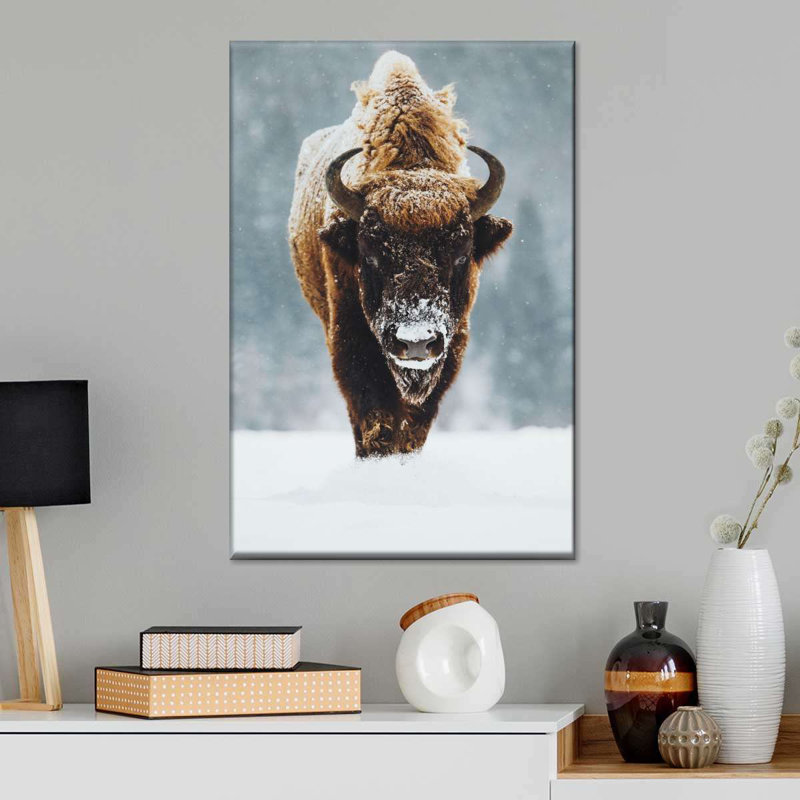 Impression sur toile Winter Buffalo, H 39 po x l 26 po x P 1,25 po
