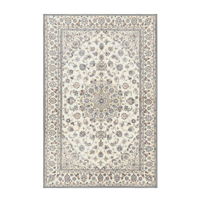 Tapis gris/crème traditionnel