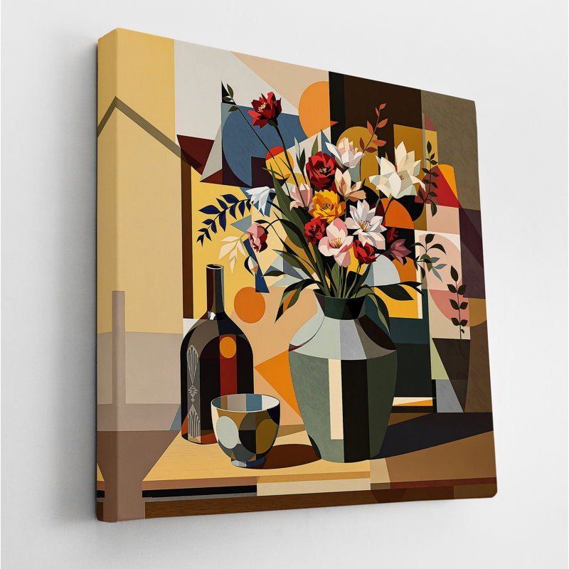 Nature morte colorée du milieu du siècle I, H 24 po x l 24 po