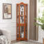 Armoire vitrée exquise avec verre trempé et porte à ouverture par pression, salon en chêne avec apparence élégante-123428057
