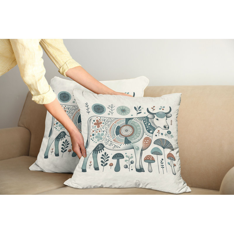 Coussin décoratif réversible en tissu, Carré, H 16 po x l 16 po