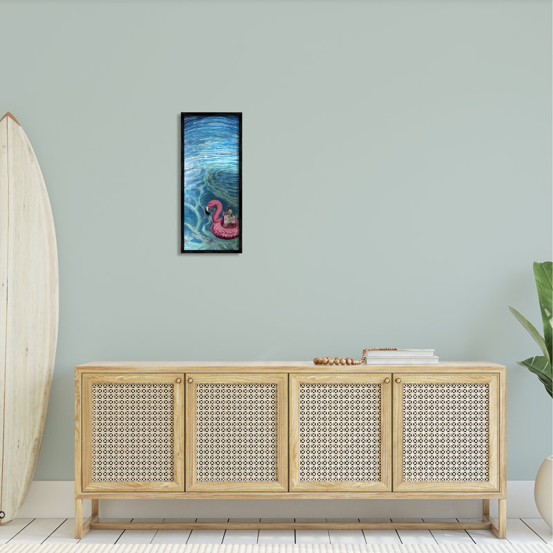 «Flamingo Pool Float Summertime Swirled Water Ripples» par Stacy Gresell - cadre photo, impression sur bois