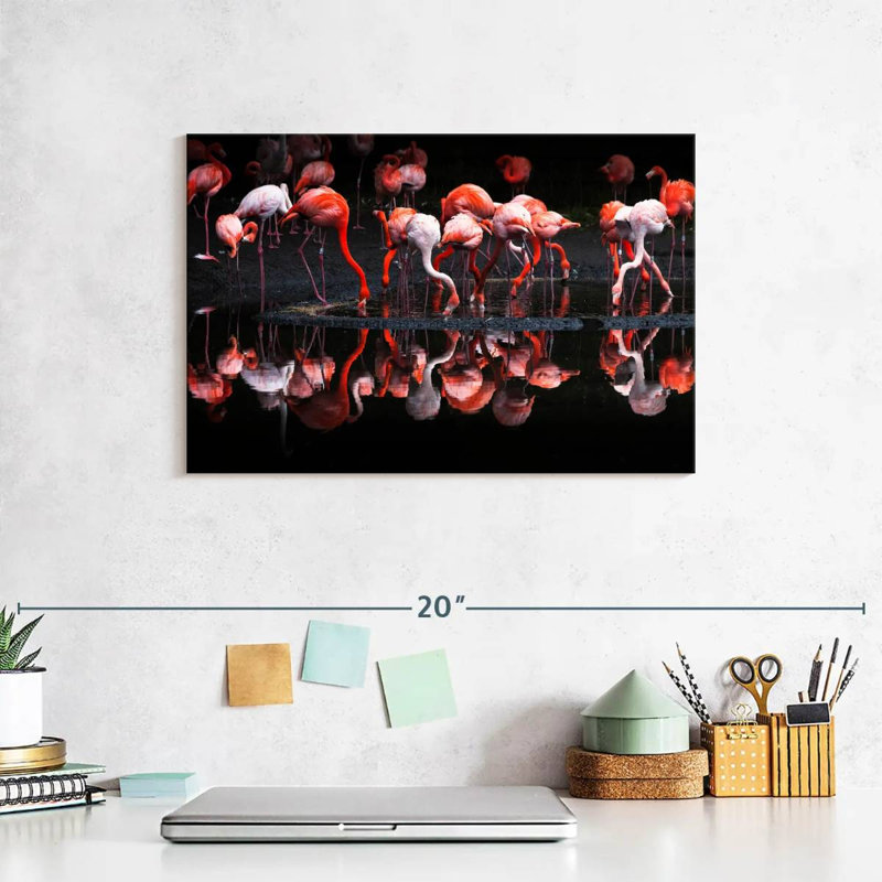 Flamingo Reflections, 8" H x 12" W