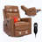 Genuine Leather Heat Massage Manual Recliner Chair with Rocker & Swivel for Living Room-1969748129