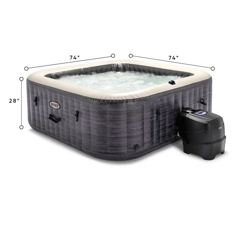 Intex 6-Person Gray Inflatable Square Hot Tub Spa