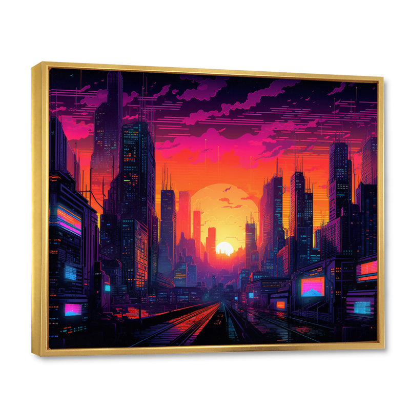 Los Angeles City of Angels I sur impression sur toile, H 16 po x l 32 po x P 1 po, Cadre flottant doré