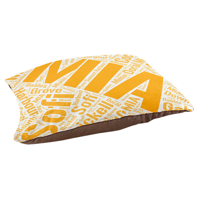 Coussin de chien « districts », Grand (l 40 po x P 30 po x H 14 po), Orange, Miami
