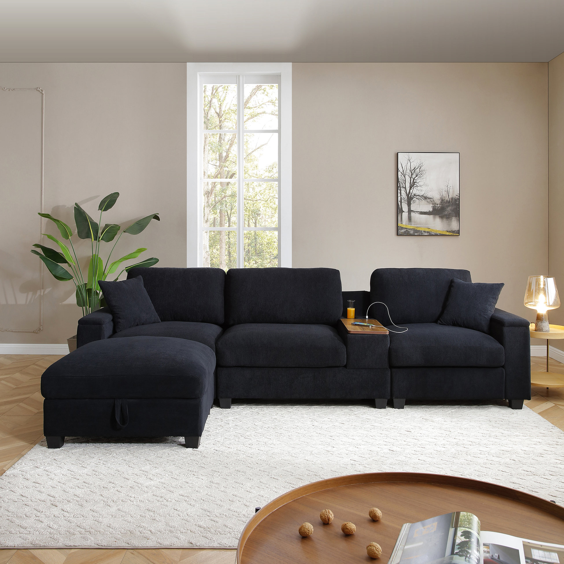 Latitude Run® Comfy Cloud Couch: 120.3" L - Shaped Sectional With Drop ...