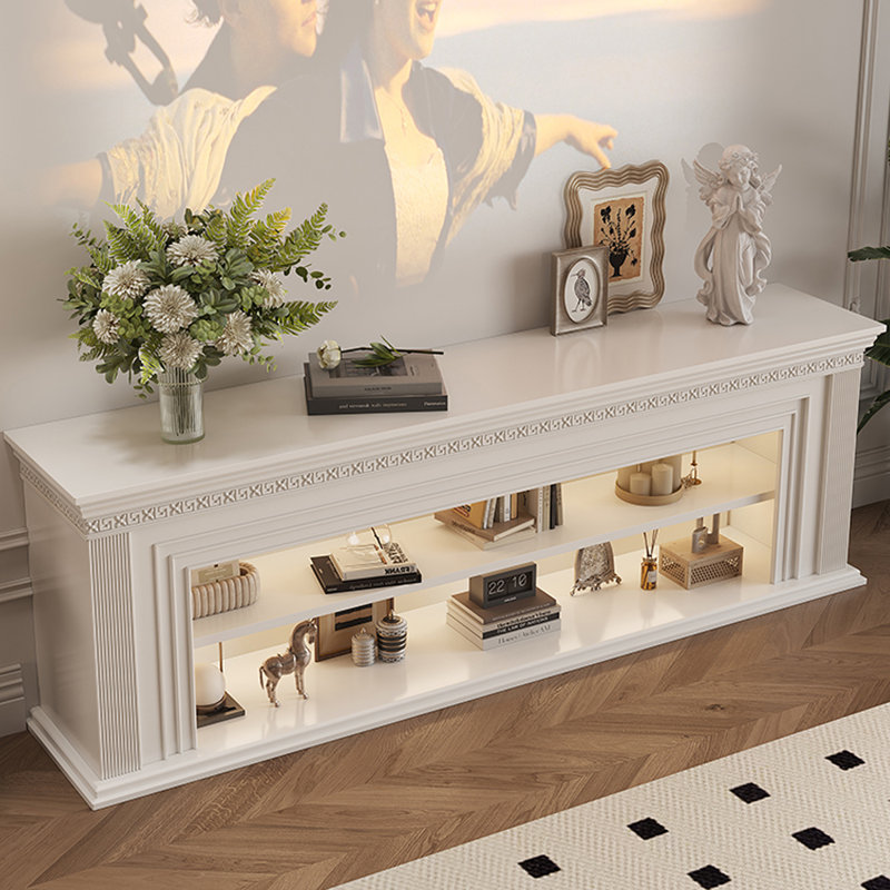Foyer de meuble télé en bois massif beige, H 29,53 po x l 62,99 po x P 13,78 po