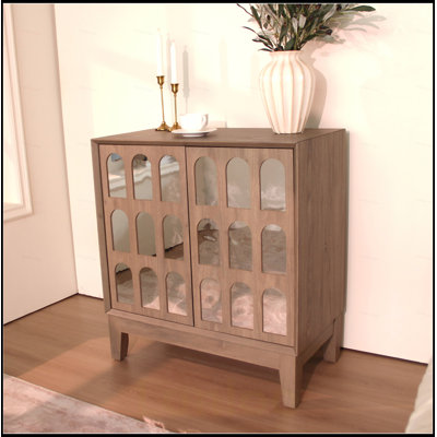 Stylish Double Door Cabinet with Dark Seadrift Accents and Spacious Storage, Perfect for Modern Living Spaces