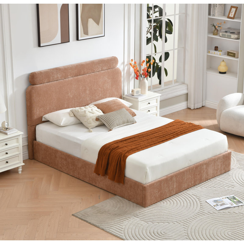 Hydraulic Lift Up Upholstered Storage Bed, Queen, Blush