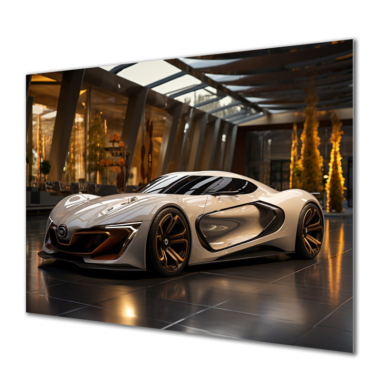 Vitrine de voiture de sport exotique - art mural métallique exotique de voiture, H 24 po x l 32 po x P 1 po