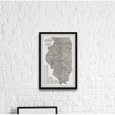 Carte détaillée de l'État de l'Illinois - impression encadrée