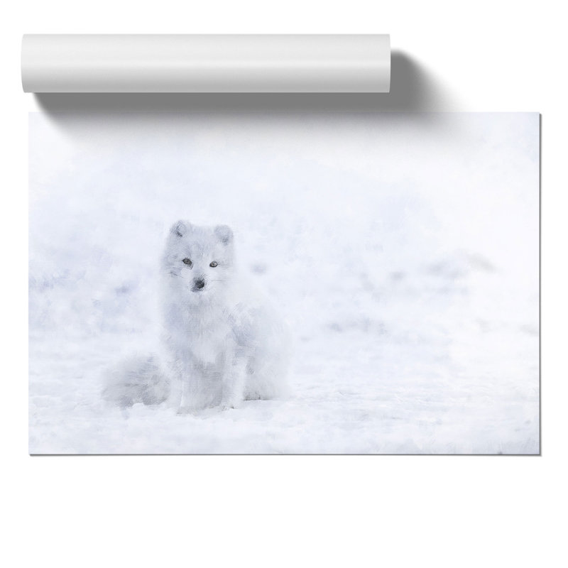 Arctic Snow Fox Painting - Frameless Print, 42cm H x 59cm W x 0.1cm D