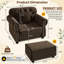 Canapé Chesterfield de 41,3 po en velours avec garniture cloutée et accoudoirs roulés, canapé de style Mid-Century moderne capitonné avec boutons, brun-964607614