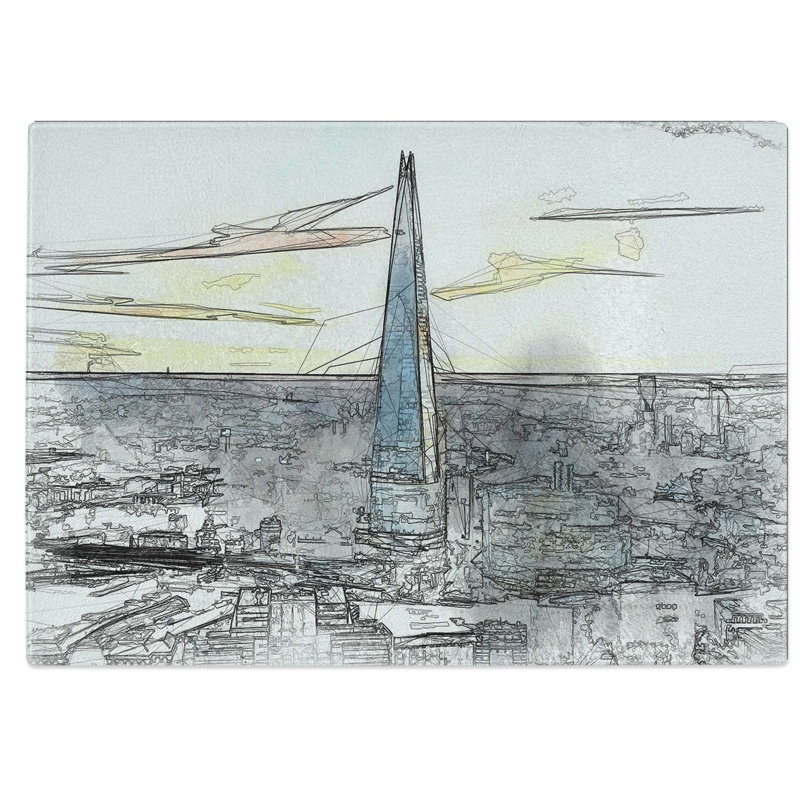 Tempered Glass The Shard London England Skyline in Abstract Chopping Board, 39 cm W x 28.5 cm L