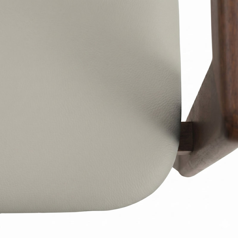 Fauteuil de salle à manger en cuir végétalien Cowles, Ensemble de 2, Noyer / taupe