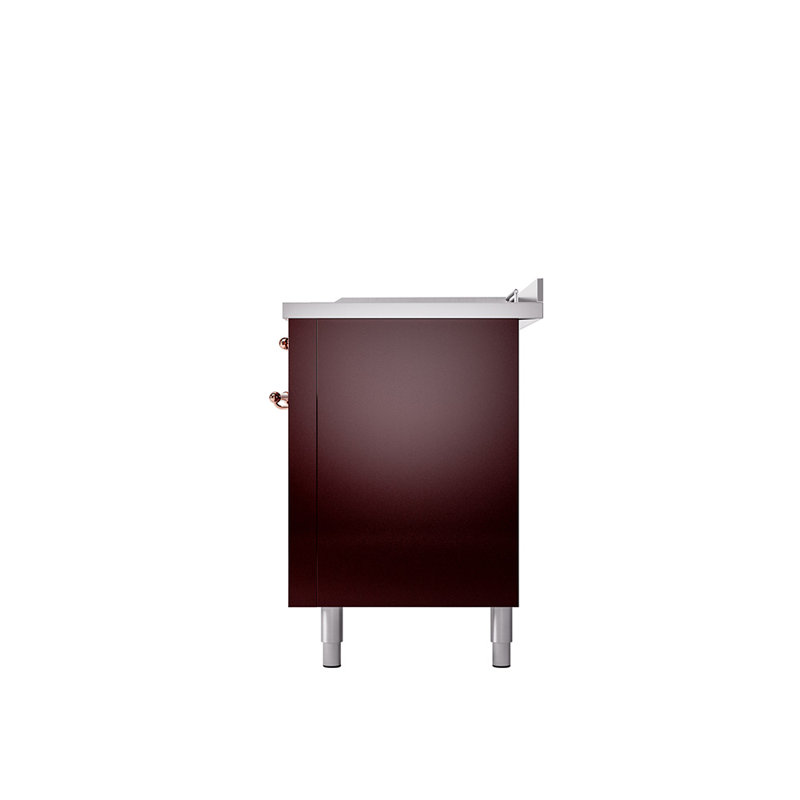 ILVE Nostalgie II 60 in Dual Fuel Range, 7 Burner, Griddle, Frenchtop, Natural Gas, Burgundy Red/Copper