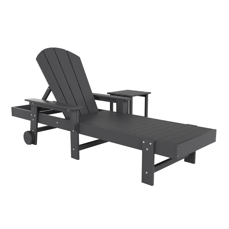 Chaise longue simple inclinable avec table Laguna, gris