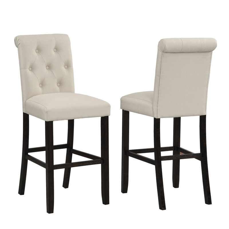 Tabouret de bar en bois massif Leviton, ensemble de 2, Beige