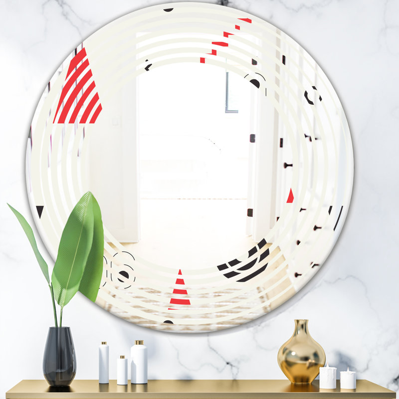 Miroir mural sans cadre en forme de "wave triangulaire iii moderne", 23,6 po x 23,6 po