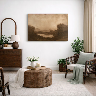 «Vintage sépia River Valley», reproduction d'art sur toile encadrée, impression sur toile