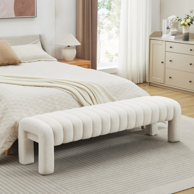 Gliese 160cm Beige Linen H-Shape Channel Tufted Upholstered Bench
