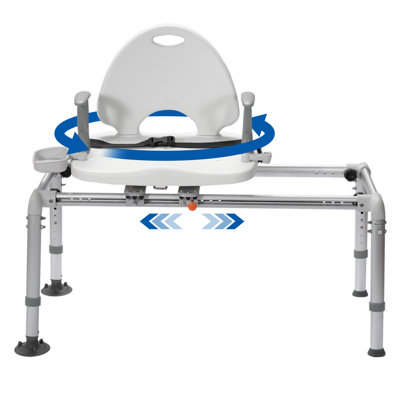 Heavy Duty Sliding Transfer Bench with Swivel Seat, Rotating Sliding Shower Chair and Bath Safety Seat with Non-Slip Suction Cup -  SMAGREHO, B02199A7